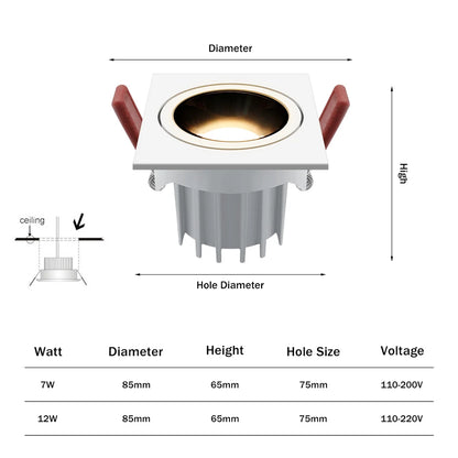 Led Downlight Recessed Deep Anti-glare Led Ceiling Downlights Single/ Double Dimmable 12W 24W For Home Bedroom Spot Office Lamp