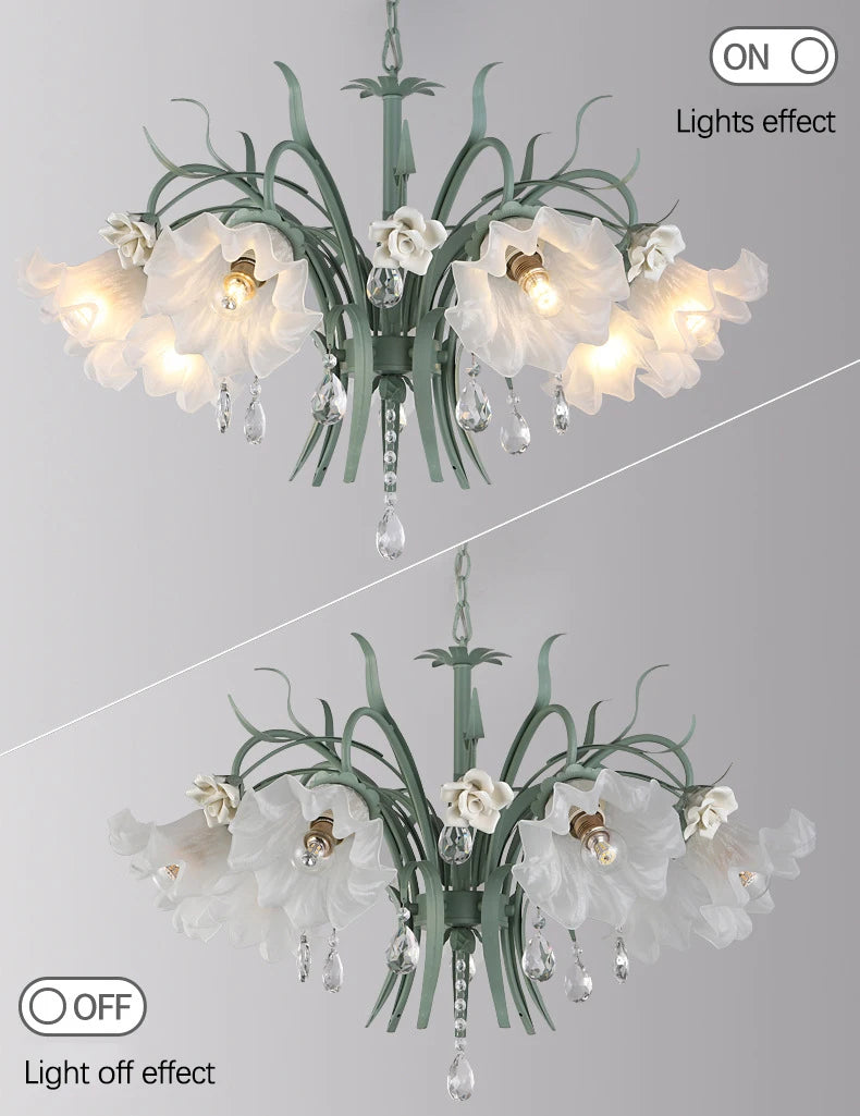 Modern Flower Chandelier French Living Room Chandelier For Dining Room Bedroom Hotel Shop Decor Luxury LED Crystal Chandelier