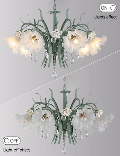 Modern Flower Chandelier French Living Room Chandelier For Dining Room Bedroom Hotel Shop Decor Luxury LED Crystal Chandelier