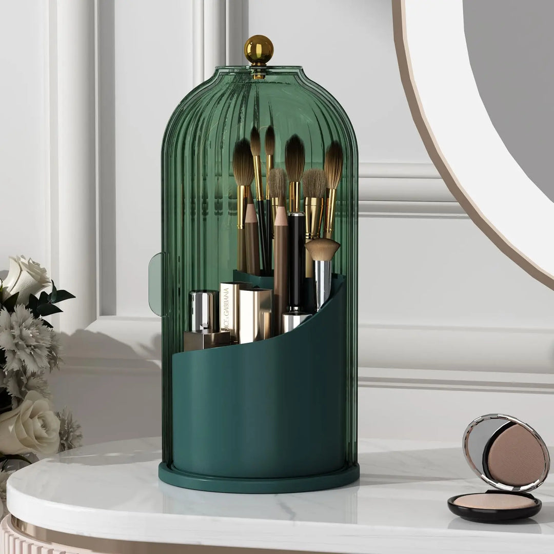 Revolutionize Your Beauty Routine with the YOOLENS 360-Degree Rotating Makeup Brush Organizer - Stylish, Dustproof, and Perfect for Any Space!