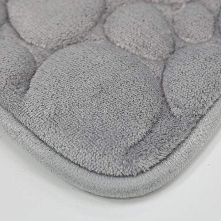 Elevate Your Bathroom with Our Luxurious Three-Piece Non-Slip Floor Mat Set – Soft, Water-Absorbing, and Eco-Friendly Design with Modern Stone Pattern