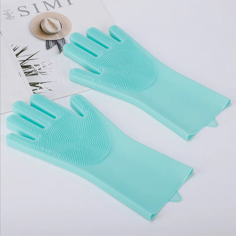 Silicone Dishwashing Gloves, Magic Gloves, Durable, Wear-Resistant, Waterproof Rubber Gloves for Special Use