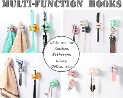 Silicone Toothbrush Holders - 6 Pcs Razor Hooks Adhesive Wall Mounted for Hanging Towel Key Plug Cable, Utility Decoration Hook Stick to Dorm Room Door Function for Kitchen Bathroom Home Office