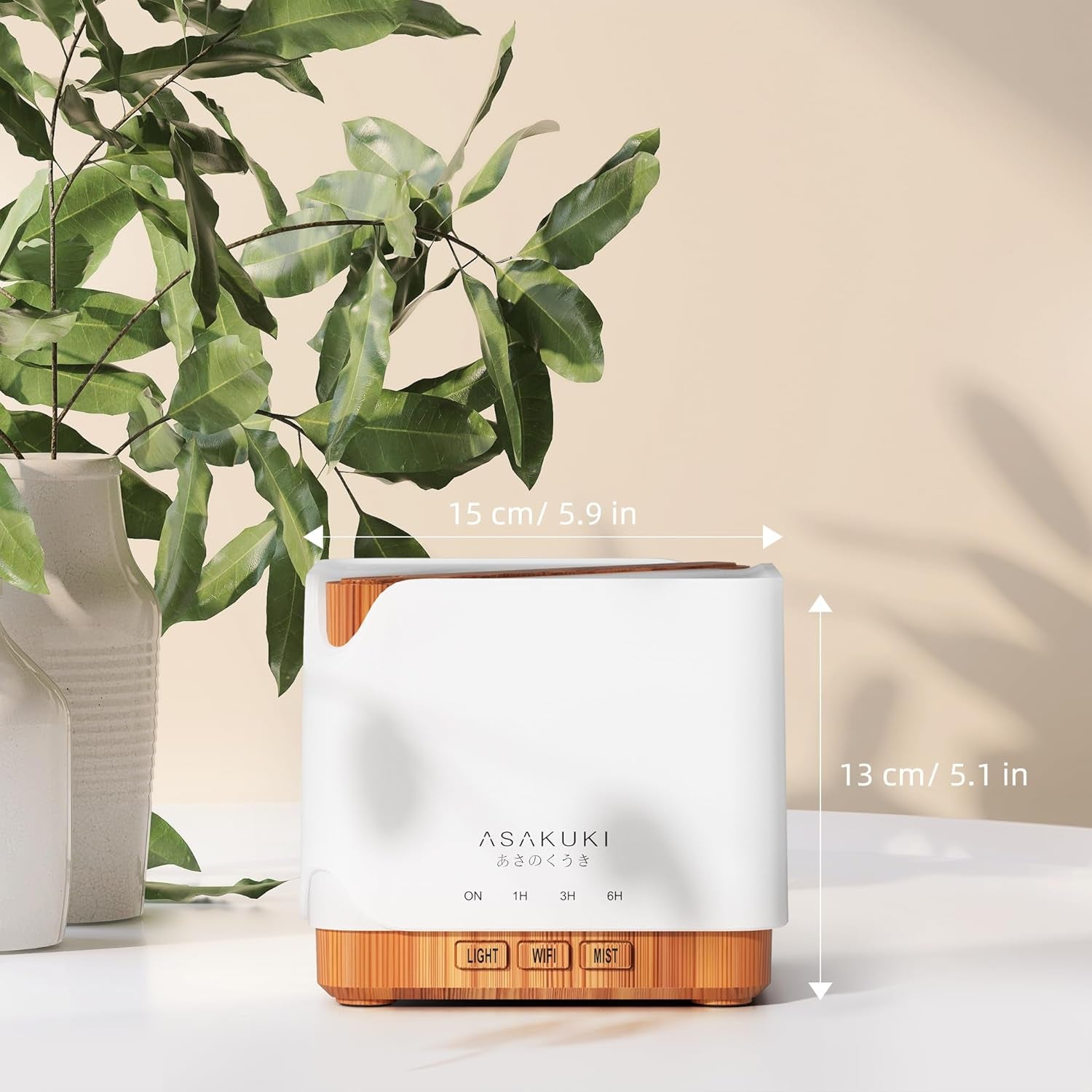 Essential Oil Diffuser for Home, Smart Wifi 700 Ml Humidifier, Easy Connect with Alexa and Google Home, Phone App & Voice Control, Customized Schedule Timers and LED Light - Yellow