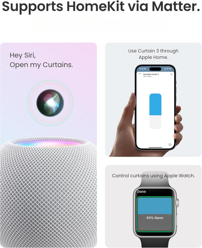 Automatic Curtain Opener - Bluetooth Remote Control Smart Curtain with App/Timer, Upgraded High-Performance Motor, Add  Hub to Work with Alexa, Google Home, Homekit