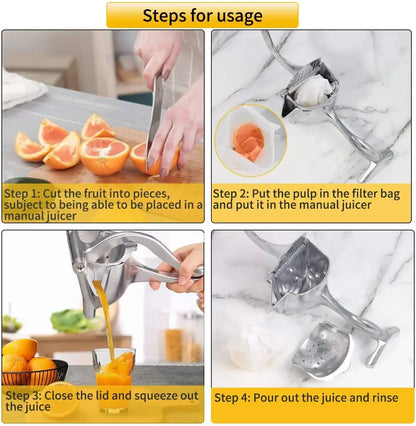 Manual Juice Squeezer Aluminum Alloy Hand Pressure Juicer Pomegranate Orange Lemon Sugar Cane Juice Kitchen Bar Fruit Tools Acce