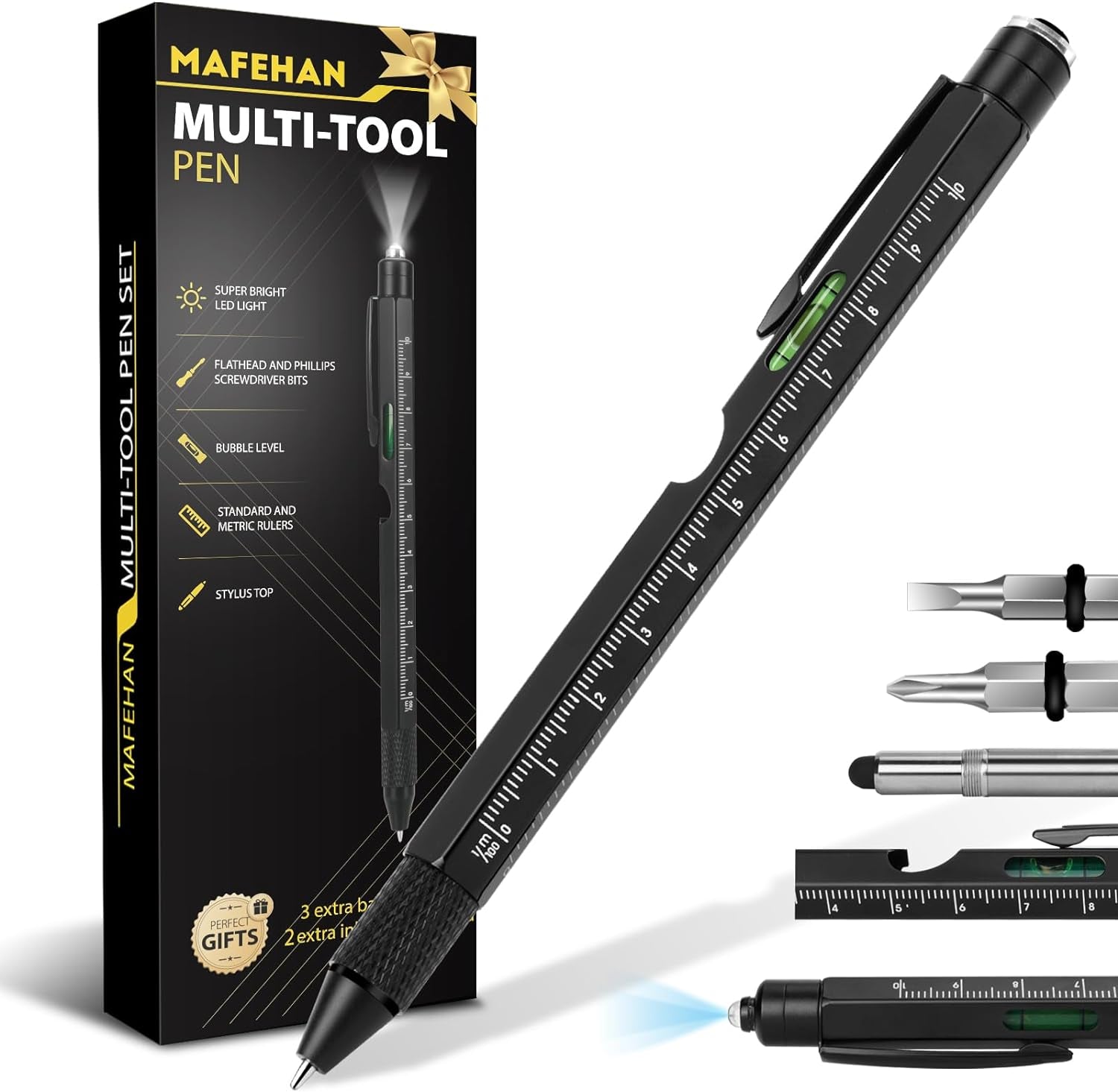 Fathers Day Dad Gifts from Daughter Son Wife,  9-In-1 Multitool Pen with LED Light, Gifts for Husband Dad Grandpa, Cool Birthday Gadgets for Men