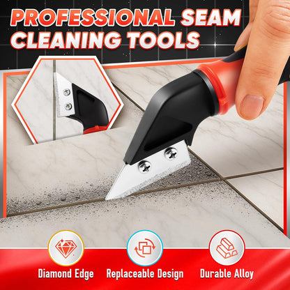 Caulking Tool, 4 in 1 Caulk Remover Tool for Bathroom, Bathtub, Grout, Shower, Tile, Window, Razor Scraper Tool for Cleaning, Silicone Caulk Removal Tool (Red)