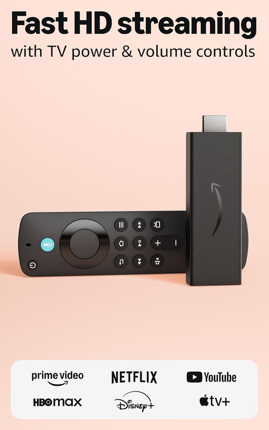 Fire TV Stick HD, Free and Live TV, Alexa Voice Remote, Smart Home Controls, HD Streaming
