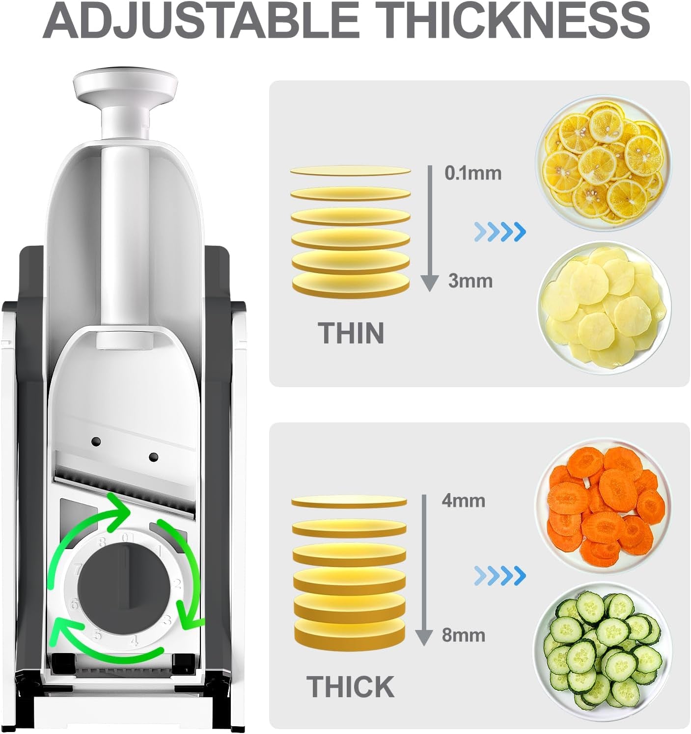 Safe Mandoline Slicer for Kitchen, Professional Vegetable Slicer for Food Potato Slices, Thickness Adjustable 0.1-8 Mm Kitchen Artifact Fast Meal Prep