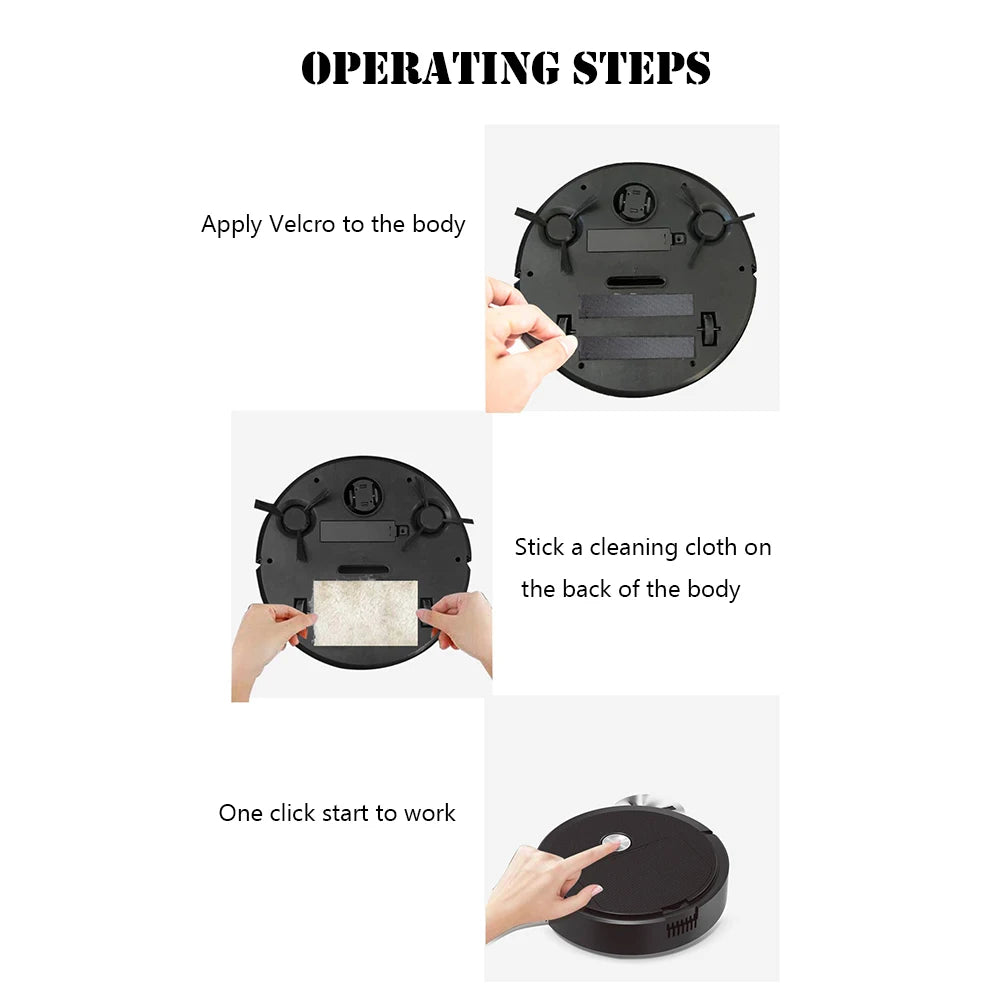 3-In-1 Wireless Smart Robot Vacuum Cleaner 1200Mah Rechargeable Sweeping Robot Automatic Sweeping Machine Low Noise Labor Saving