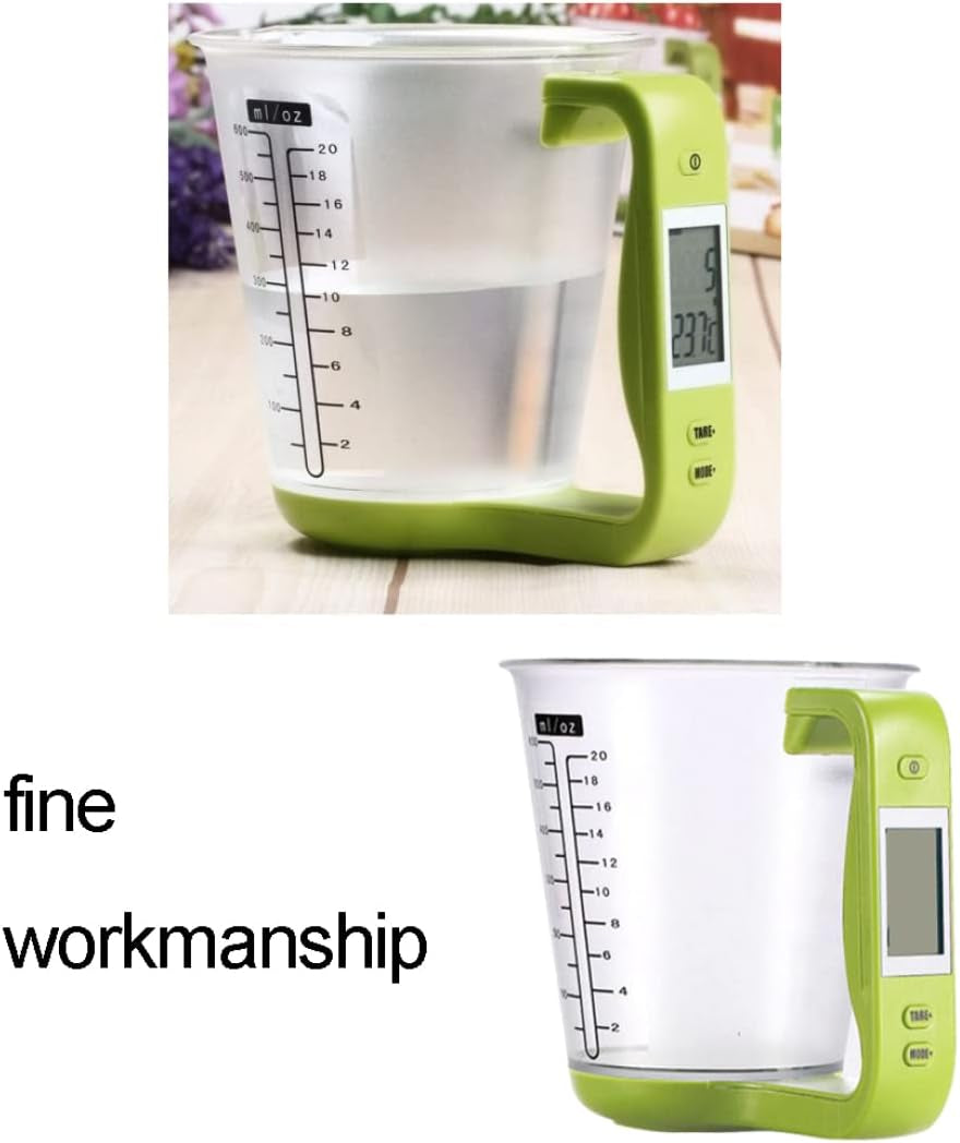 Kitchen Electronic Measuring Instrument Cup Multi Function Digital Measuring Jug Kitchen Weigh Temperature Volume Cup Scale with Detachable Lcd Display Green