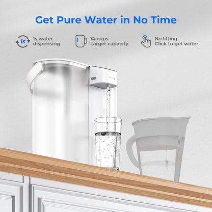 Compact Electric Water Filter Pitcher, 200-Gallon Rechargeable Instant Powerful Dispenser, NSF/ANSI 42&53&401, Reduce PFOA/PFOS, Lead, Chlorine, 14-Cup, White, with 1 Filter, NOT Reduce TDS