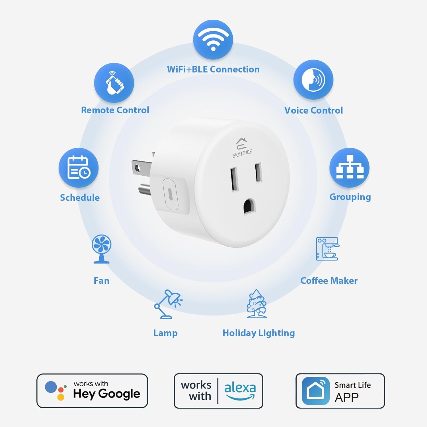 Smart Plug, Wifi Outlet Works with Alexa & Google Home, Smart Home Socket with Remote Control & Timer Function, 2.4Ghz Wifi Only, 4 Packs