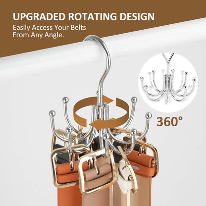 Belt Hanger, Belt Organizer for Closet, Keeping Belts Visible and in Good Condition, Hanging Tie Rack Holder, Closet Organizers and Storage, Silver