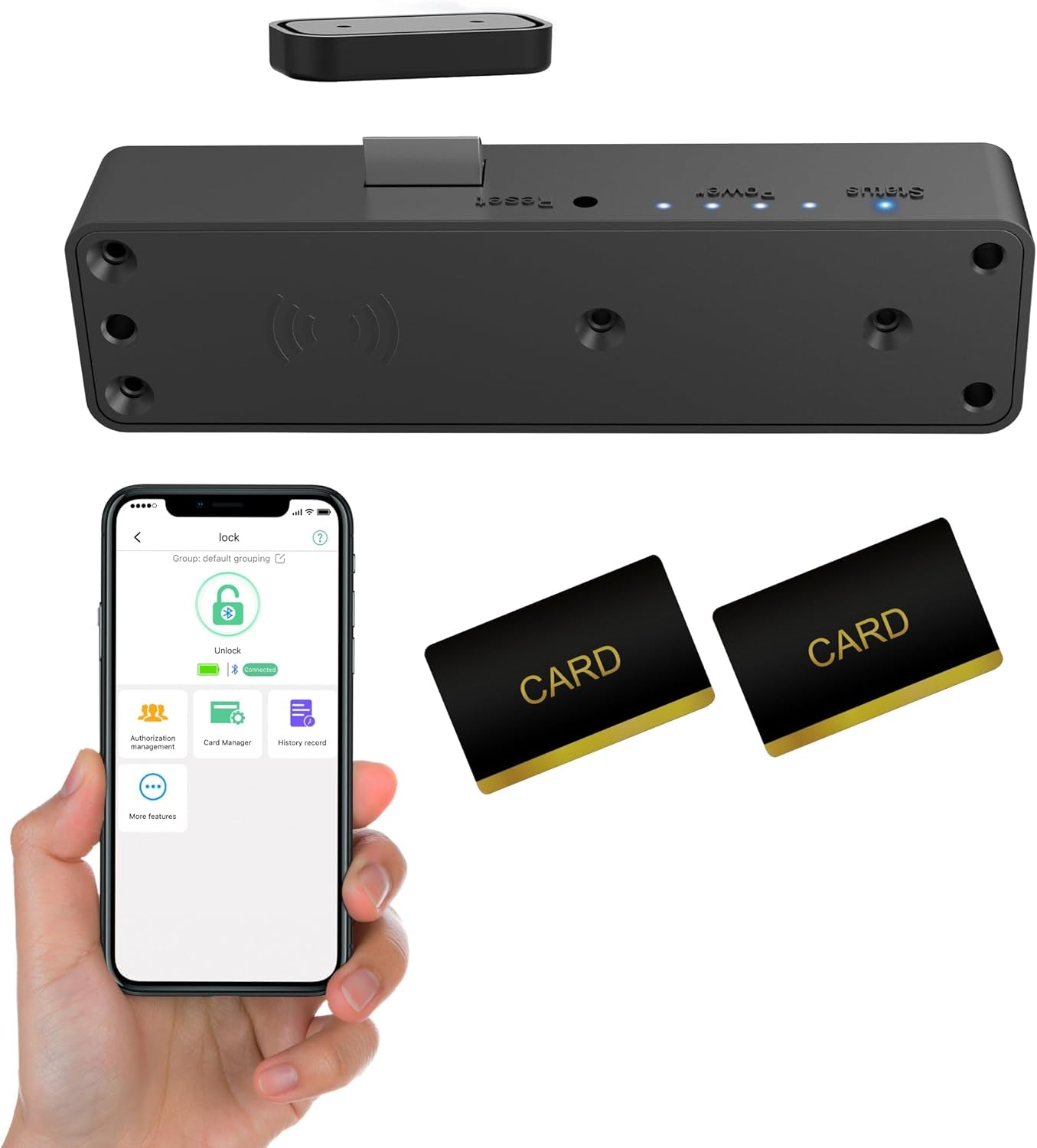 Cabinet Lock NFC RFID Card  Slim Hidden Drawer Lock for Child Safety Cupboard Door Liquor File Kitchen Pantry Furniture Double-Layer Drawer No Drilling Required Black