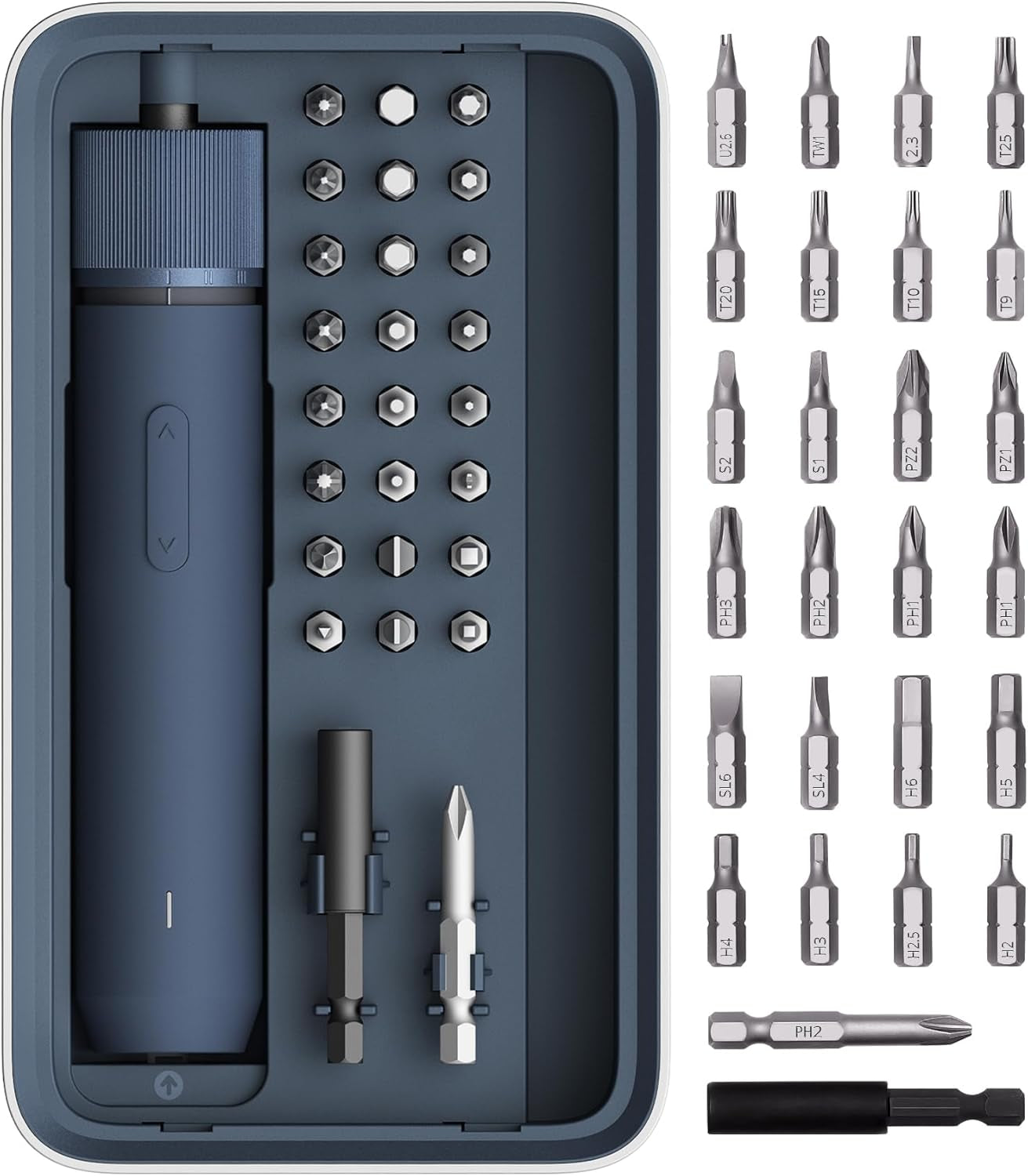 Electric Screwdriver Kit, Upgraded 1/4'' Hex 25 Bits, Magnetic Lid, Rechargeable Cordless Screwdriver, 1500Mah Battery, LED Light, Ideal for Furniture Assembly, Home Repair & Garage Projects
