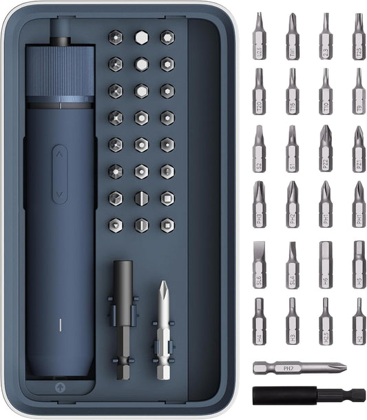 Electric Screwdriver Kit, Upgraded 1/4'' Hex 25 Bits, Magnetic Lid, Rechargeable Cordless Screwdriver, 1500Mah Battery, LED Light, Ideal for Furniture Assembly, Home Repair & Garage Projects