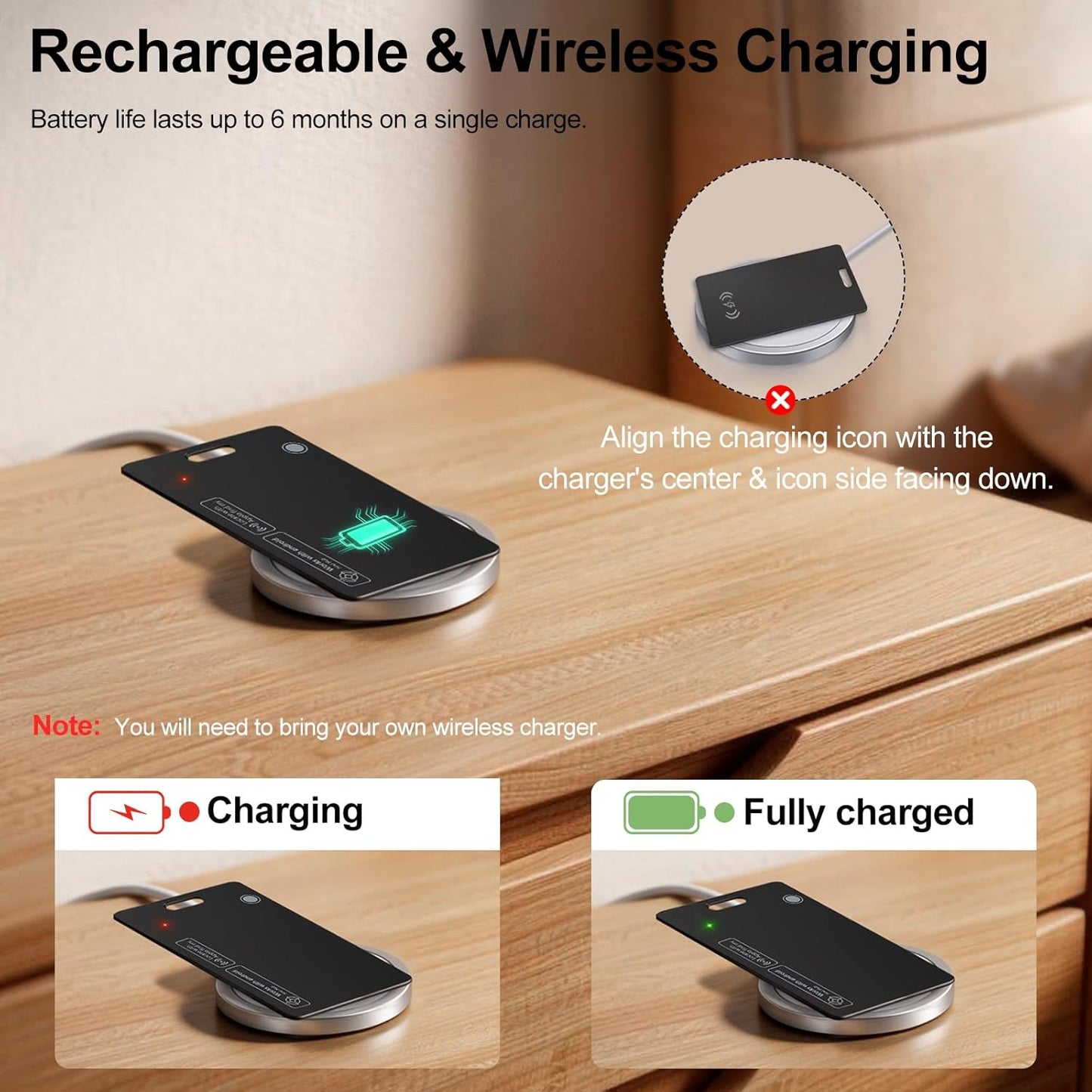 Rechargeable Wallet Tracker Card for Apple Find My & Android, IP67 Waterproof Bluetooth Smart Tracker, Item Locator for Wallet Keys Luggage Backpack, 2 Pack