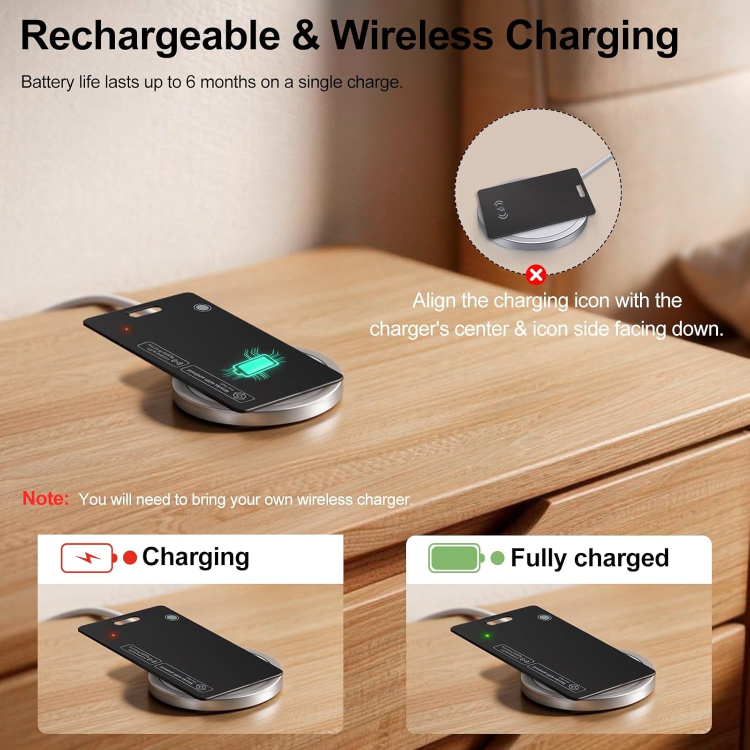 Rechargeable Wallet Tracker Card for Apple Find My & Android, IP67 Waterproof Bluetooth Smart Tracker, Item Locator for Wallet Keys Luggage Backpack, 2 Pack