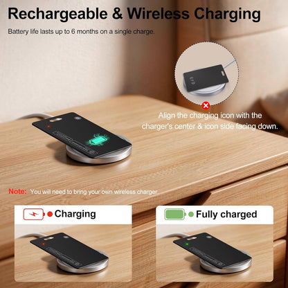 Rechargeable Wallet Tracker Card for Apple Find My & Android, IP67 Waterproof Bluetooth Smart Tracker, Item Locator for Wallet Keys Luggage Backpack, 2 Pack