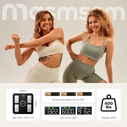 Smart Scale for Body Weight and Fat, Large Display with 6 Auto-Rotating Metrics, Bathroom Scale with 20 Body Measurements, Fitness App & Apple Watch Sync, Compatible with Ios & Android