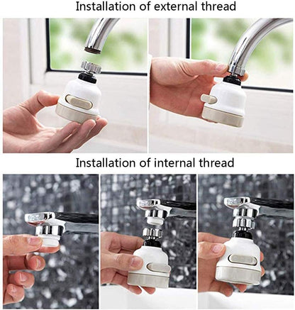 Movable Kitchen Tap Head, 360° Rotatable Water Spray ABS Sink Faucet Spray Head Tap,Splash Filter Water Saving Pressurization Nozzle Bubbler Connector, 3 Modes Adjustment (Pack of 2,White)