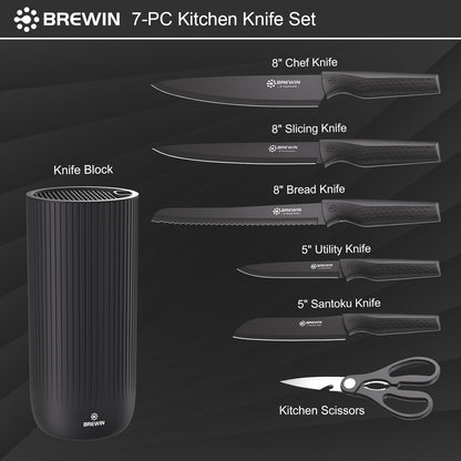 Knife Set,  Kitchen Knife Set, Knives Set for Kitchen, Universal Knife Block, Utility Knife Block Set, New Home Essentials, Apartment Essentials, Dishwasher Safe