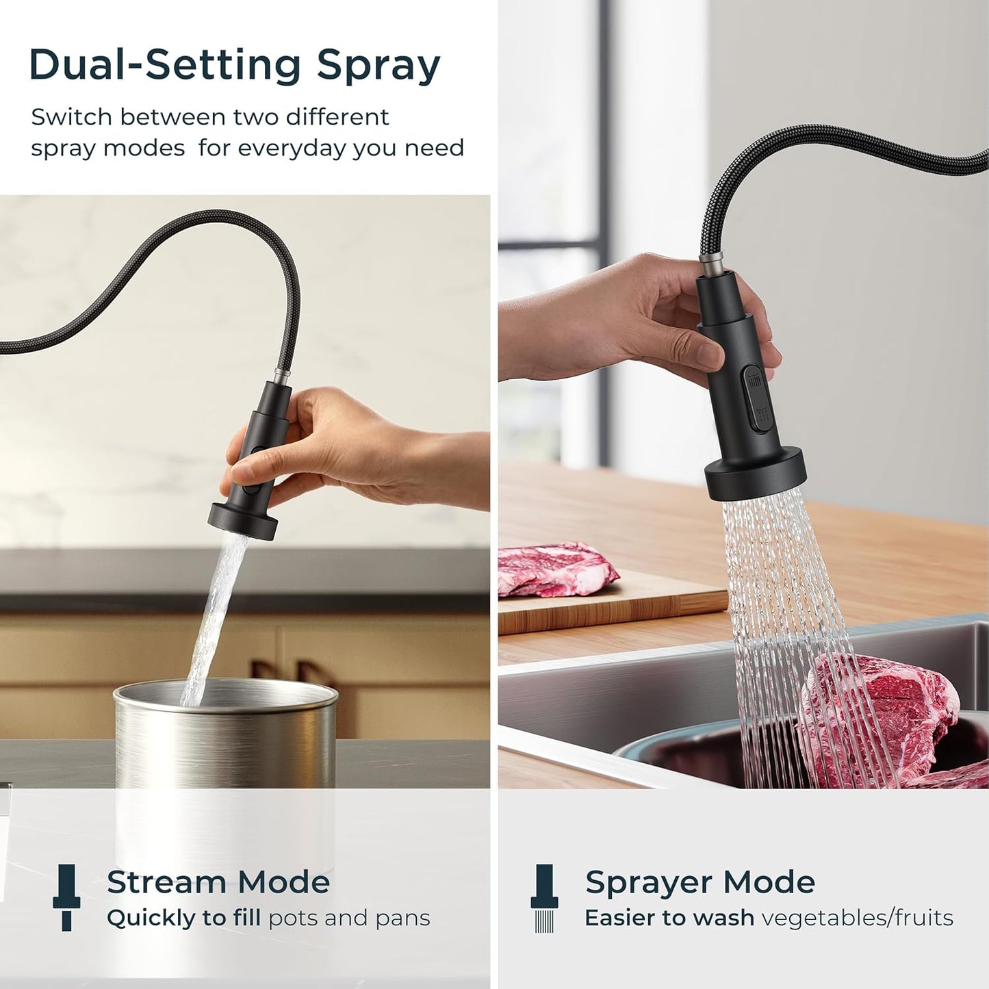 Black Touchless Kitchen Faucet with Soap Dispenser, Motion Sensor Activated Smart Sink Faucet with Pull down Sprayer Single Handle Hands Free Contemporary for Bar & Prep Sinks, Camper RV