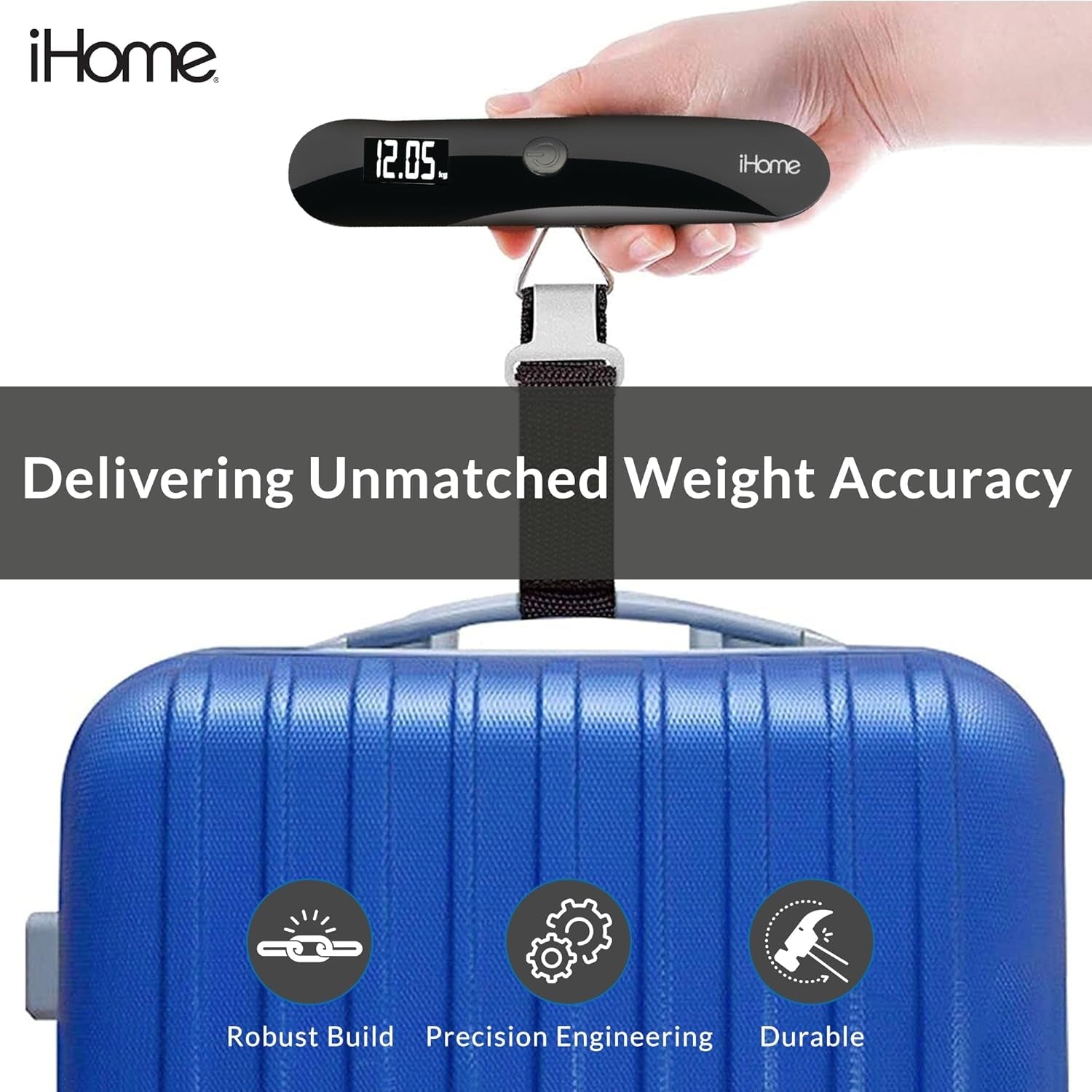Digital Luggage Scale - 110Lbs Portable Suitcase Scale with LCD Display - Luggage Weight Scale (220LSGL2BL)