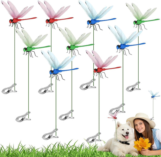 9 PCS Dragon Fly Clips for Bugs Repellent, Dragonfly Clip Bug Repellent,Fake Dragonflies, Plastics Dragonfly for Garden Stakes Decor Yard Ornaments for Hat & Horse,Fly Scare Devices for Indoor Outdoor