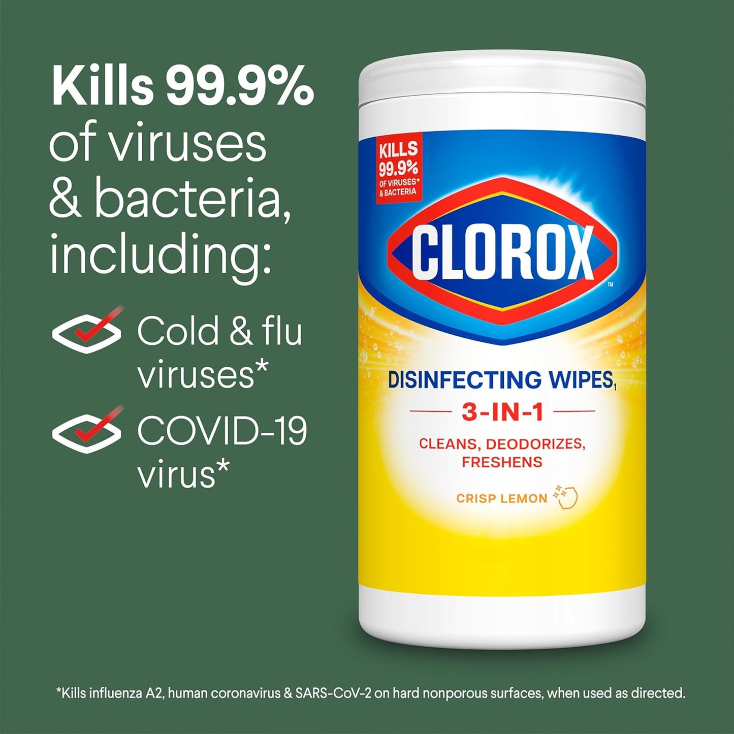 Disinfecting Cleaning Wipes for Spring Cleaning & Allergy Season, Bleach Free, Fresh Scent and Crisp Lemon, 75 Count Each, Pack of 3
