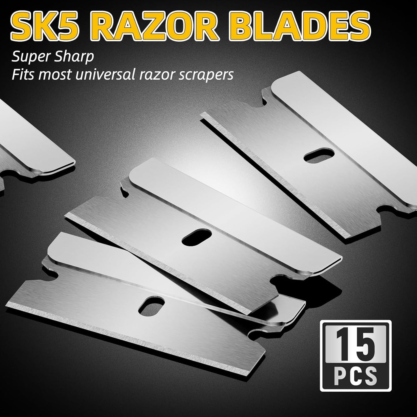 1 Pack Razor Blade Scraper with 15 Extra Blades, Scraper Tool for Cleaning Window, Paint, Cooktop, Oven, Glass Stove Top Scraper, Razor Scraper with Buit-In Blade Storage