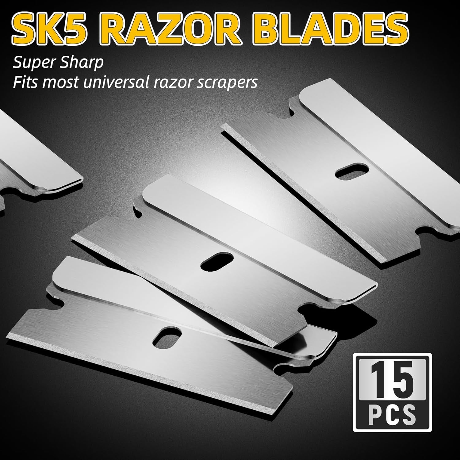 1 Pack Razor Blade Scraper with 15 Extra Blades, Scraper Tool for Cleaning Window, Paint, Cooktop, Oven, Glass Stove Top Scraper, Razor Scraper with Buit-In Blade Storage