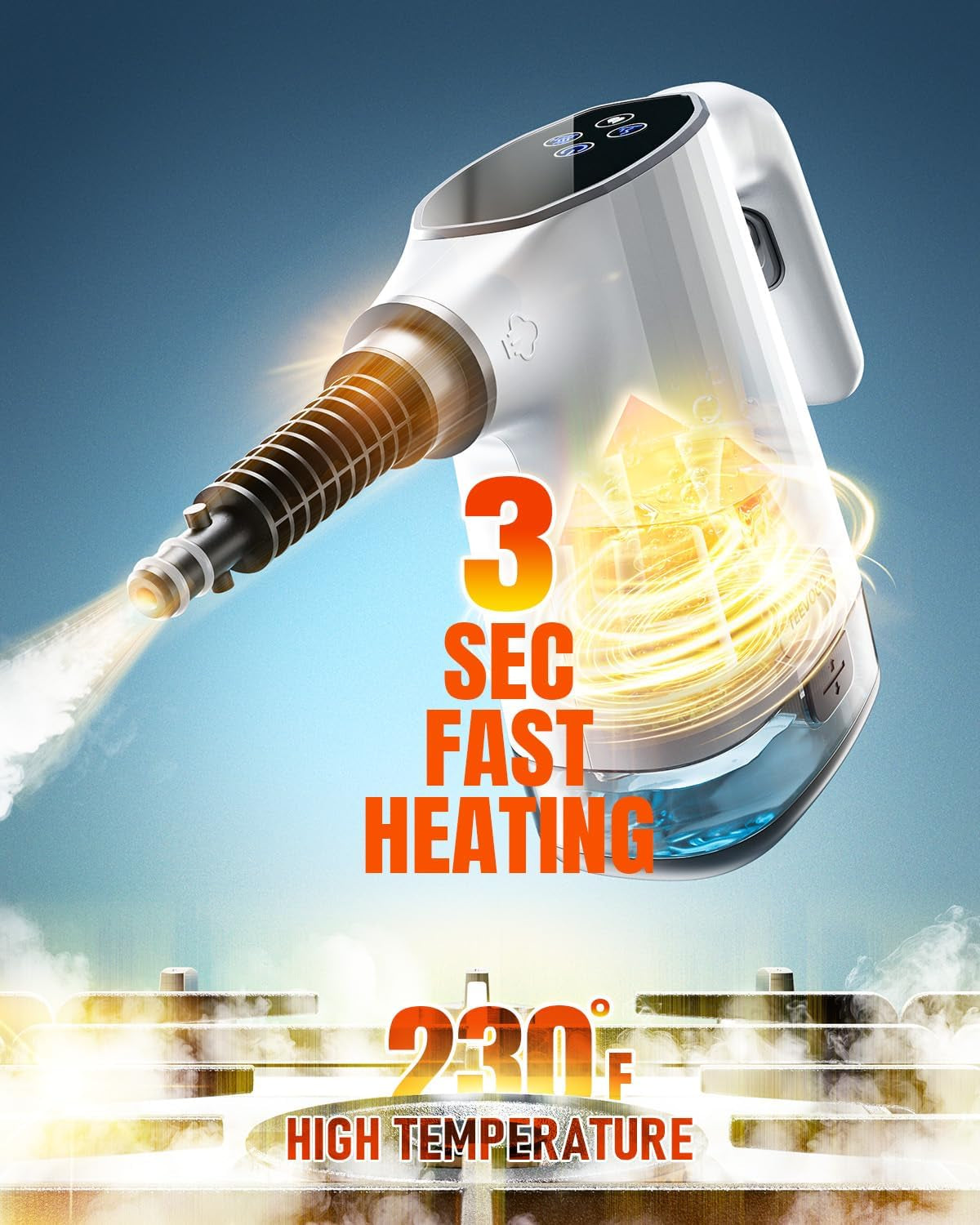 Handheld Steam Cleaner, 3S Fast Heat Pressurized Steam Cleaner, Upgrade 450Ml Removable Water Tank, Lightweight Portable Steamer for Cleaning Home, Kitchen, Bathroom, Car, Tile, Easy Refill