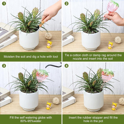 Strawberry Plant Watering Globes Set of 2, Large Water Bulbs for Indoor Plants, Glass Self Watering Planter Insert, Top-Fill Watering Globes for Indoor Outdoor Plants