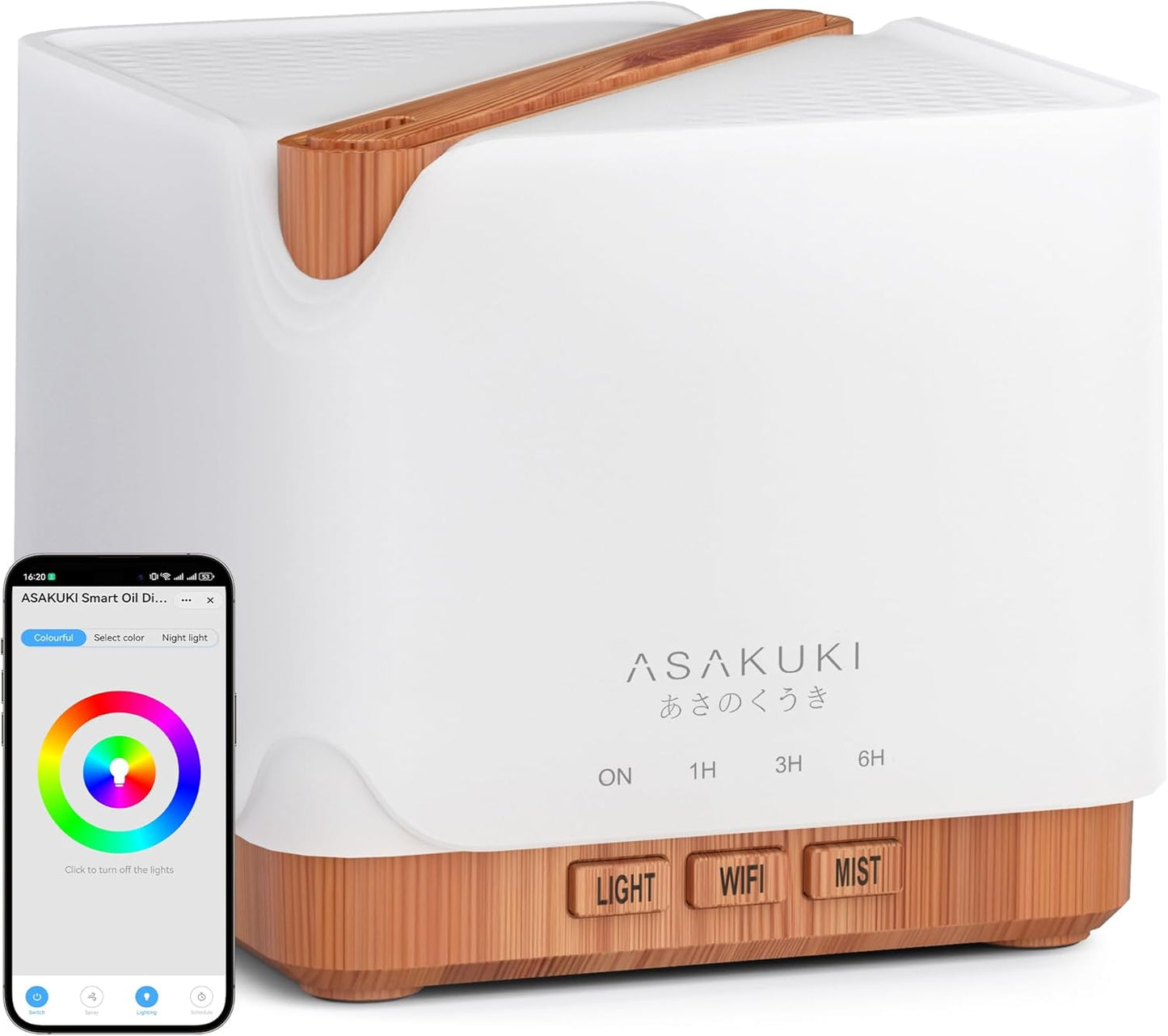 Essential Oil Diffuser for Home, Smart Wifi 700 Ml Humidifier, Easy Connect with Alexa and Google Home, Phone App & Voice Control, Customized Schedule Timers and LED Light - Yellow