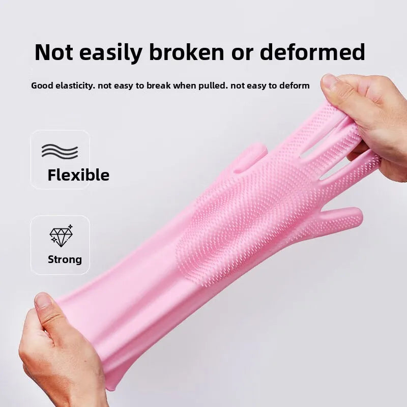 Silicone Dishwashing Gloves, Magic Gloves, Durable, Wear-Resistant, Waterproof Rubber Gloves for Special Use