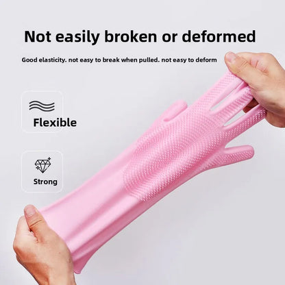 Silicone Dishwashing Gloves, Magic Gloves, Durable, Wear-Resistant, Waterproof Rubber Gloves for Special Use