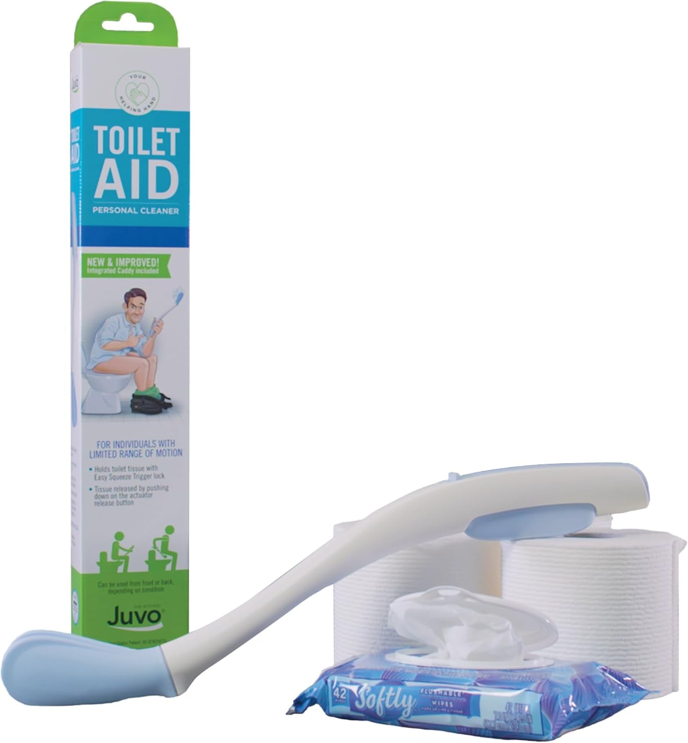 Toilet Aid - Personal Bottom Wiping Tool, Bathroom Mobility Aid for Disabled, Elderly, and Surgery Recovery - 18" Long Wand with Hygienic Cover