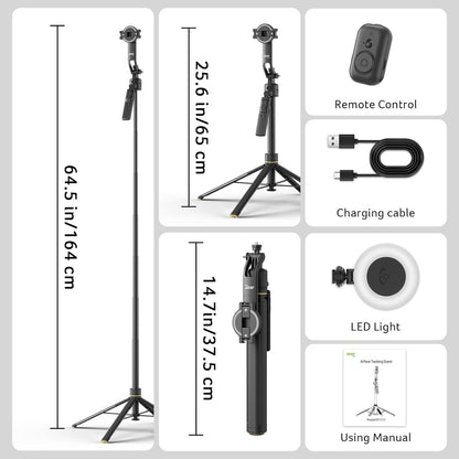 Gadget Auto Face Tracking Tripod for Iphone – Magnetic Phone Mount Gesture Control Detachable Mini Ring Light 64" 360 Degree AI Tracking Phone Tripod for Vlogging Youtube Tiktok Video Recording