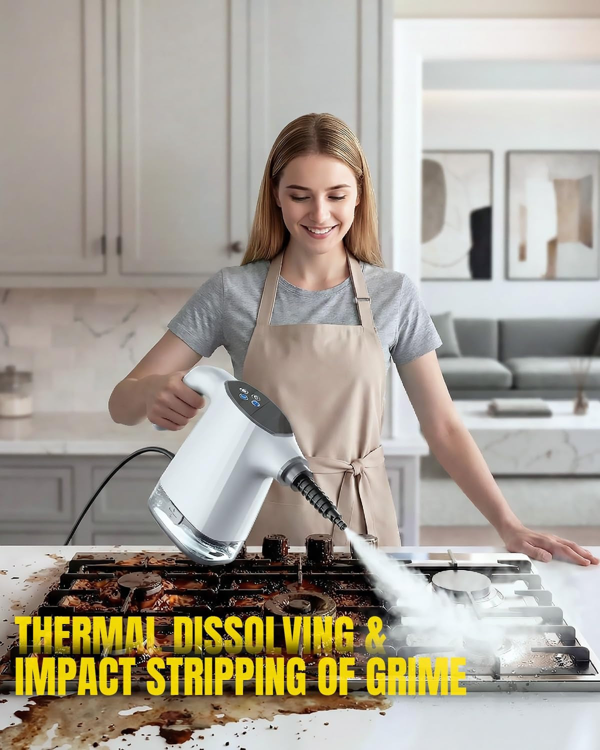 Handheld Steam Cleaner, 3S Fast Heat Pressurized Steam Cleaner, Upgrade 450Ml Removable Water Tank, Lightweight Portable Steamer for Cleaning Home, Kitchen, Bathroom, Car, Tile, Easy Refill