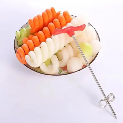 Stainless Steel Vegetable Spiral Knife Potato Carrot Cucumber Spiral Cutting Knife Fruit Vegetable Dish Decoration Cutting Knife