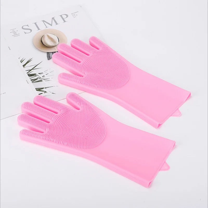 Silicone Dishwashing Gloves, Magic Gloves, Durable, Wear-Resistant, Waterproof Rubber Gloves for Special Use