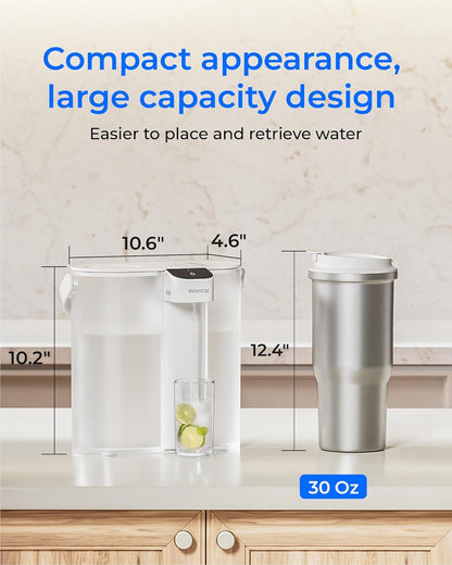 Compact Electric Water Filter Pitcher, 200-Gallon Rechargeable Instant Powerful Dispenser, NSF/ANSI 42&53&401, Reduce PFOA/PFOS, Lead, Chlorine, 14-Cup, White, with 1 Filter, NOT Reduce TDS