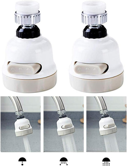 Movable Kitchen Tap Head, 360° Rotatable Water Spray ABS Sink Faucet Spray Head Tap,Splash Filter Water Saving Pressurization Nozzle Bubbler Connector, 3 Modes Adjustment (Pack of 2,White)