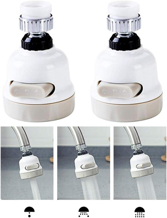 Movable Kitchen Tap Head, 360° Rotatable Water Spray ABS Sink Faucet Spray Head Tap,Splash Filter Water Saving Pressurization Nozzle Bubbler Connector, 3 Modes Adjustment (Pack of 2,White)