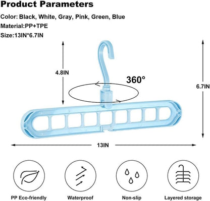 1 Pack Space Saving Hangers, Closet Organizers and Storage, Heavy Duty Plastic Clothes Hanger for Shirt Sweater,Collapsible Hanger Holder Stacker, College Dorm Apartment Home Essential Black