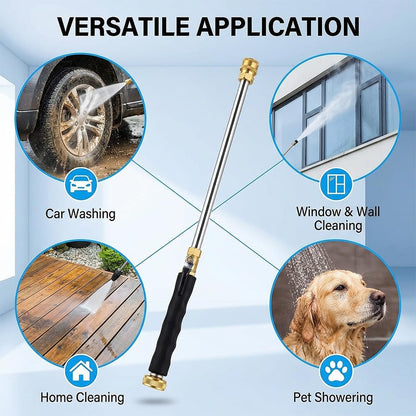 High Pressure Hose Nozzle for Garden: Metal Power Washer Wand Jet Nozzle with 3 Spray Tips - Heavy Duty Brass Connector, Hose Pressure Cleaner for Car, Patio, Driveway, Deck Cleaning (Black)
