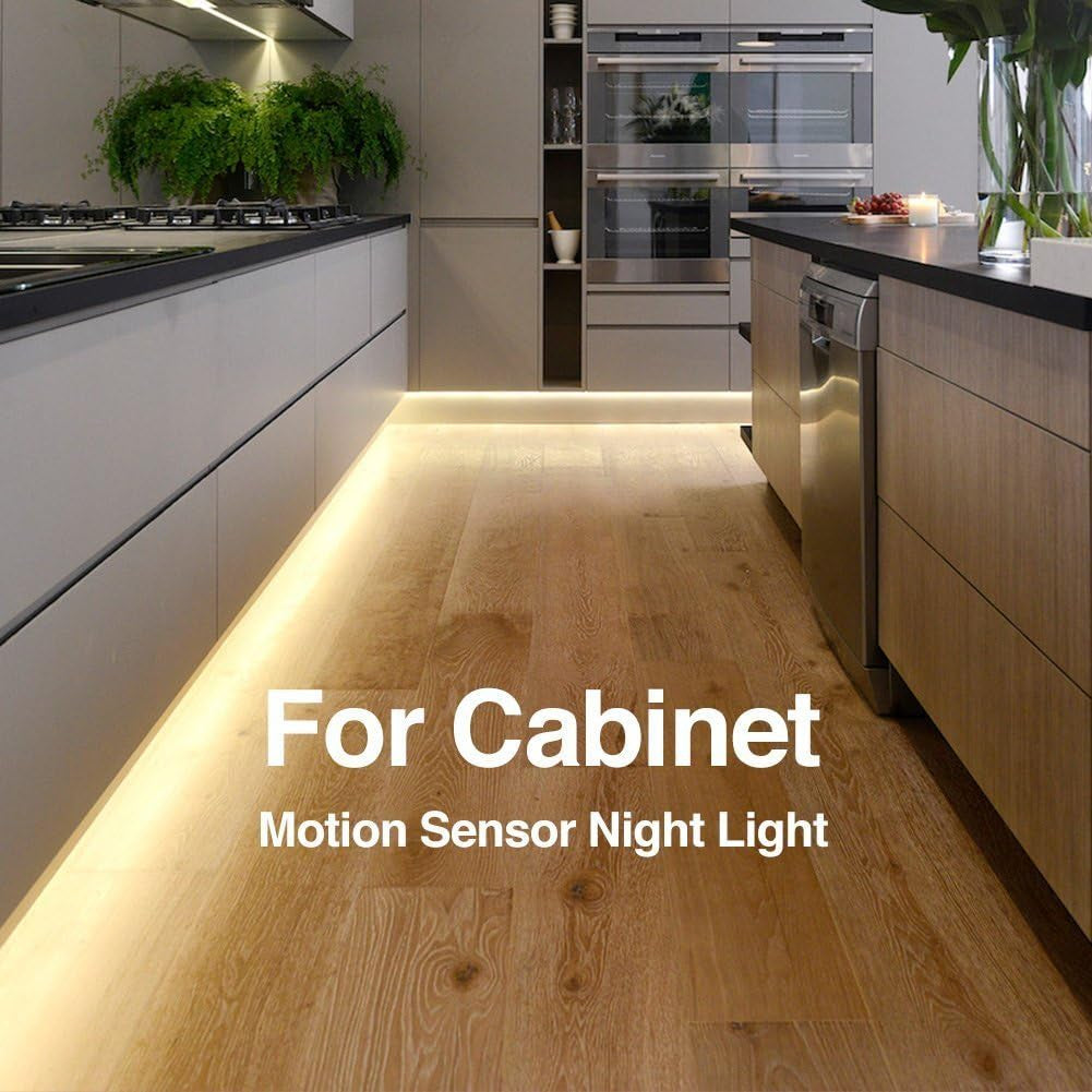 Motion Activated Bed Light, Flexible LED Strip Motion Sensor Night Light Bedside Lamp Illumination with Automatic Shut off Timer (Warm Soft Glow)